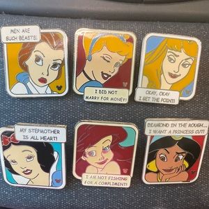 2007 Hidden Mickey Lanyard trading pins Princess Quote Collection. 6 princesses